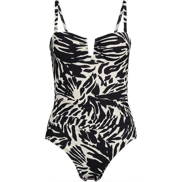 Land's End plus Stan slender suit tummy control Uwire bandeau piece swimsuit Var - Picture 2 of 7